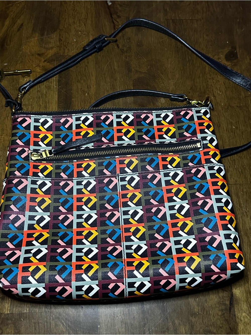 Fossil Multicolor Geometric Crossbody Bag